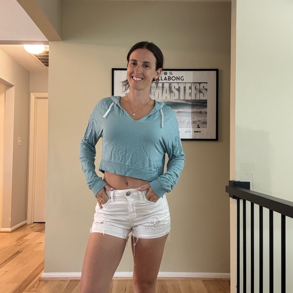 Colsie Light Blue Cropped Hoodie